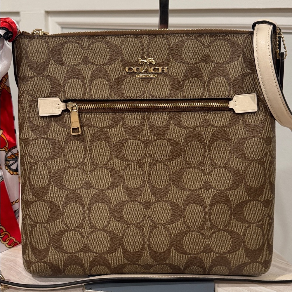Coach Crossbody Brown Cream Rowan File Signature Bag - Picture 5 of 17